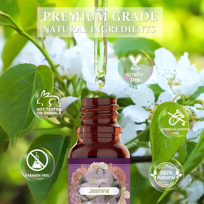 Набір квіткових ефірних олій SALUBRITO, квіткова ароматична олія для дифузора та виготовлення свічок - жасмин, гарденія, троянда, лаванда, герань, вишневий цвіт, фрезія тощо