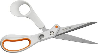 Універсальні ножиці Fiskars Razor Edge, довжина 21 см, лезо з нержавіючої сталі/пластикові ручки, білий/помаранчевий, підсилювач 1005223 універсальні ножиці 21 см