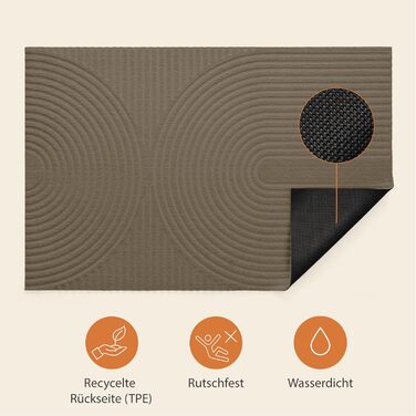 Килимок для прихожих для дому та вулиці 90x150 см - нековзний, вбирає вологу та можна прати в пральній машині - брудозахисний килимок та килимки, сертифіковані Oeko-Tex - килимок для прихожих для дому - коричневий 90 x 150 см