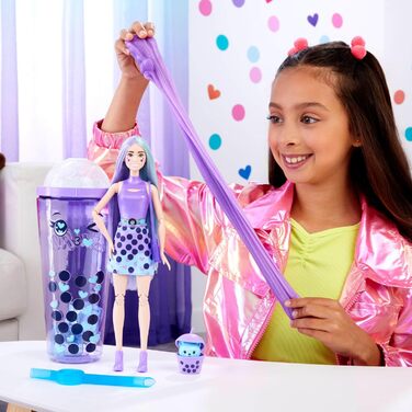 Лялька та аксесуари серії Barbie Pop Reveal Bubble Tea, лялька-модель з ароматизованим молоком таро з домашнім улюбленцем, 8 сюрпр
