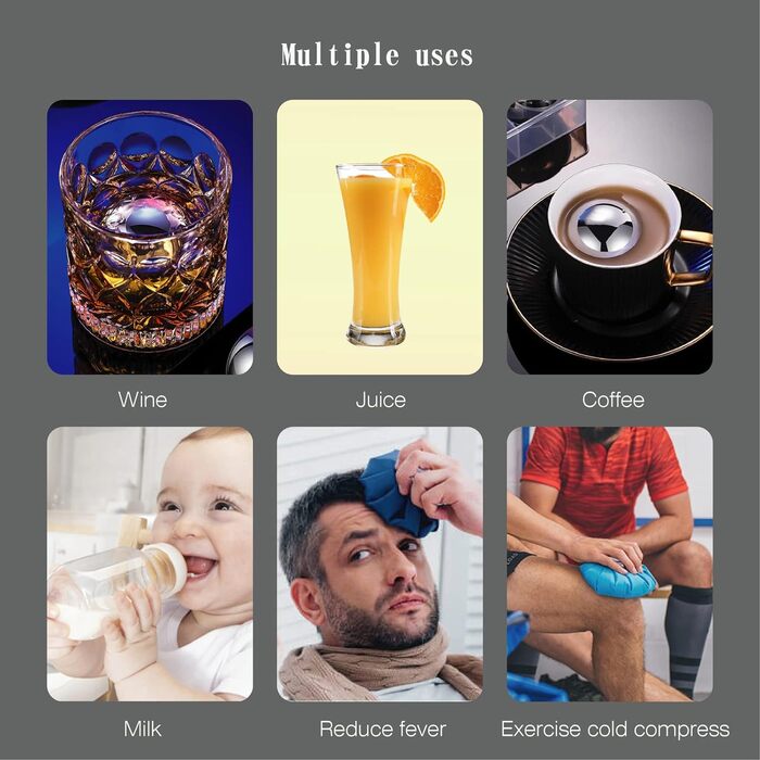 Багаторазова кулька для льоду 2 шт. и - кубик льоду круглий, камінь для віскі, кубики льоду з нержавіючої сталі з високою технолог