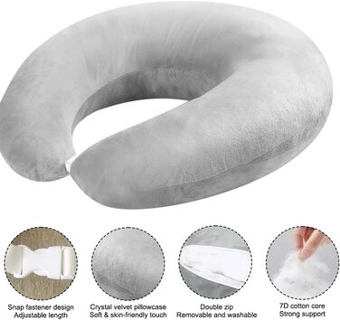 Ергономічна подушка, багатофункціональний підлокітник, чохол, який можна прати, U-подібна подушка для тазу, подушка для підтримки рук, подушка для читання, ігрова подушка та подушка для читання, в&39язана подушка для дивана та ліжка (сіра)