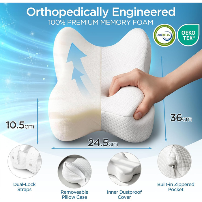 Подушка для колін для тих, хто спить на боці Ортопедична подушка для ніг для безболісного сну Ергономічна опорна подушка з в&39язкопружної піни з ефектом пам&39яті Дихаючий чохол (білий)