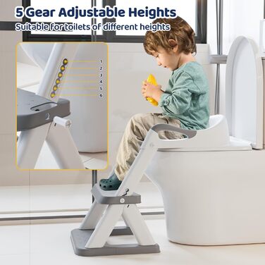 Дитяче сидіння для унітазу Wimaha, оновлене дитяче сидіння для унітазу 2 в 1 зі сходами, регульований по висоті складний дитячий т
