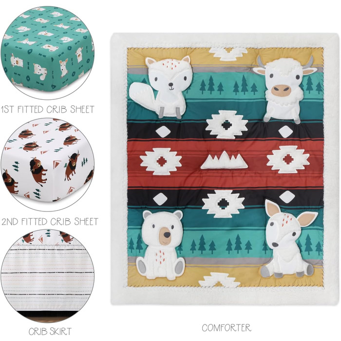 Комплект дитячої постільної білизни Peanutshell Woodland, підодіяльник для хлопчиків або дівчаток, комплект постільної білизни з 4