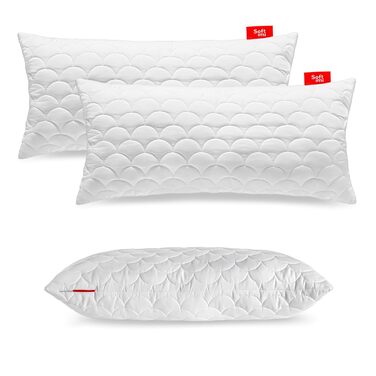 Комплект із 2 стьобаних преміум-подушок, 50x90 см, гіпоалергенний - проти кліщів - без запаху, готовий до використання - регульована жорсткість (комплект із 2 шт., 50x90 см)