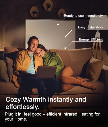 Інфрачервоний настінний обігрівач VIESTA F1200 потужністю 1200 Вт з термостатом TH10 плоска карбоново-кристалічна нагрівальна панель електричний інфрачервоний настінний обігрівач, ідеально підходить для віталень та ванних кімнат F1200 з TH10