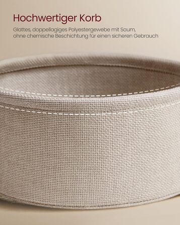 Круглий бічний столик VASAGLE, маленький столик, маленький журнальний столик, столик для вітальні, тканинний кошик, місце для зберігання у вітальні та спальні, сучасна тумбочка, матовий білий-верблюжий коричневий LET223W10 матовий білий верблюжий коричнев