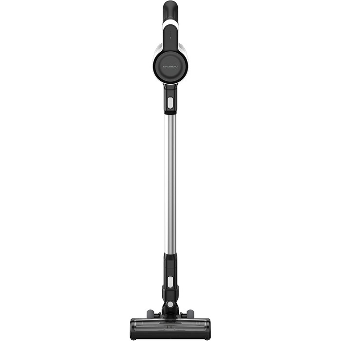 Акумуляторний стіковий пилосос 2-в-1 Grundig VCP 4130, 2 рівні потужності, двигун 110 Вт, Li-Ion акумулятор 21,6 В, пилозбірник 550 мл, до 45 хв роботи, 80 дБ, білий/чорний
