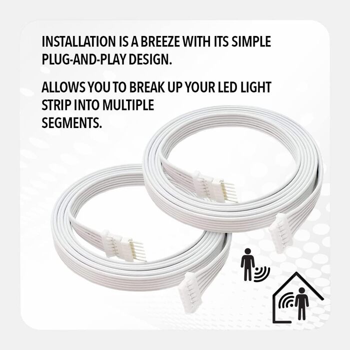 СВІТЛОВІ РІШЕННЯ 15-сантиметровий подовжувач для освітлення Philips Hue Lightstrip V4 - Світлодіодна стрічка Світлодіодна стрічка Світлодіодне освітлення - подовжувач Живлення подовжувача - білий (5 шт. ) (1 метр (2 шт. ))