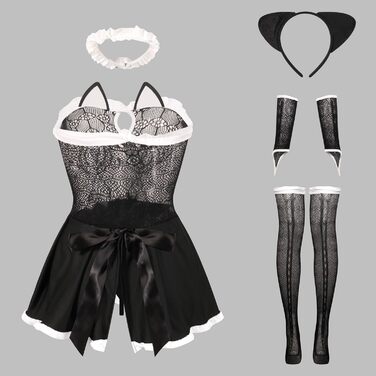 Жіночий костюм «Кошка» Avidlove, мереживний, з вушками та аксесуарами