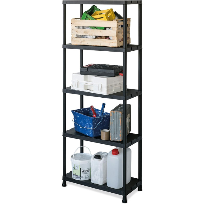 Стелаж Ondis24, полиця для зберігання, 71 x 35 x 180 (В) см, стелаж без болтів, пластиковий стелаж, міцний стелаж 15 дюймів, вантажопідйомність до 180 кг, 71 x 35 x 180 см