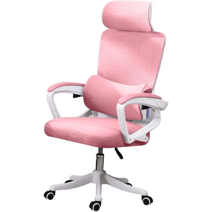 Ігрове крісло KIMISS з поперековою опорою, ергономічне крісло, багатофункціональне підйомне крісло для дому, навчання, офісу, комп&39ютерних ігор (РОЖЕВЕ)