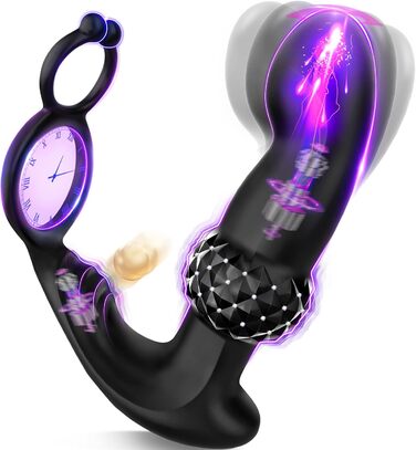 Покращений анальний вібратор для чоловіків, стимуляція простати з подвійним кільцем для пеніса, анальна пробка у формі ромба для чоловіків, набір вібраторів, секс-іграшка, анальний вібратор з підйомом вгору на 30, 7 режимами та дистанційним керуванням
