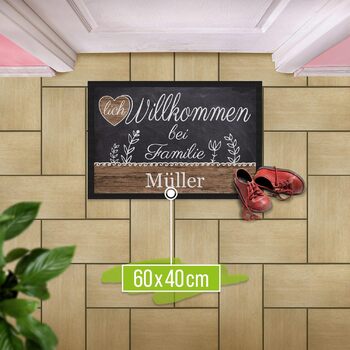 Персоналізований килимок для дверей з іменем &quotКоролівський&quot - Ласкаво просимо - Подарунки на новосілля Нековзний, 60x40 см з гумовим краєм