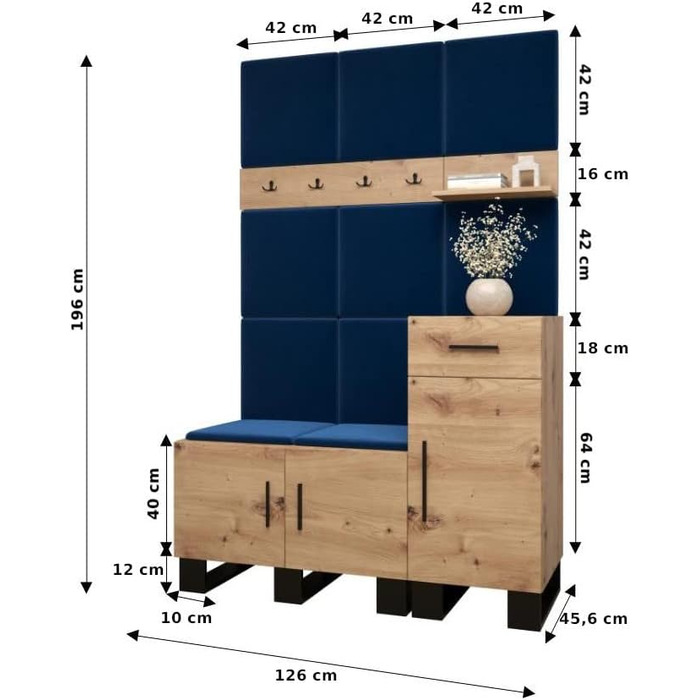 Вішалка для одягу MEBLE KRYSPOL Artin Set 5 з м'якими панелями Індустріальний дизайн (дуб Artisan Маніла 02 (крем))