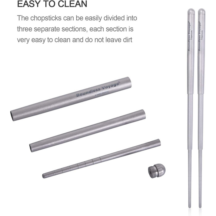 Безмежна подорож Складні телескопічні титанові палички для їжі Кемпінг Кемпінг Пікнік Складаний посуд Столові прибори Ti1004T