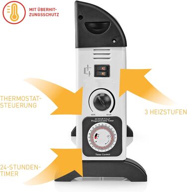 Конвектор X4-LIFE 2000 Вт з 24-годинним таймером, електричний обігрівач, економить витрати на електроенергію, захист від перегріву з індикатором, 3 режими нагріву від 750 Вт, обігріває площу до 25 м, портативний обігрівач з ручками для перенесення