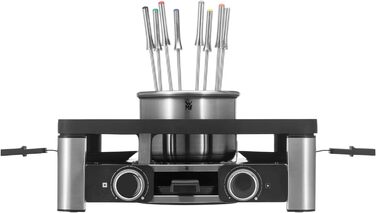 На 8 осіб, раклет фондю комбо, електричний, контроль температури, освітлення, 1800 Вт, компактний, матовий з нержавіючої сталі, 3in1 Gourmet Station