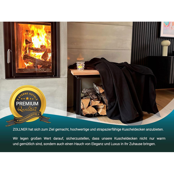 Флісова ковдра ZOLLNER 130x170 см - м&39яка та міцна флісова ковдра - можна прати при температурі до 95C - високоякісна підкладка - антистатичний матеріал - поліестер - чорний колір - сертифікований Oeko-Tex
