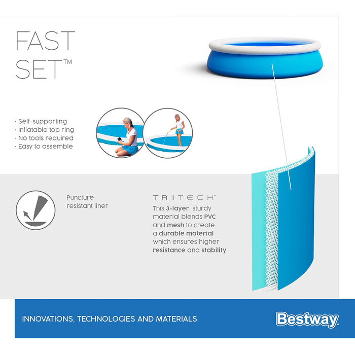 Набір круглих надувних басейнів Bestway Fast Set 3,66 м х 76 см