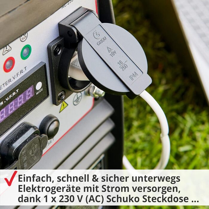 Інверторний генератор HECHT потужністю 2000 Вт, аварійне джерело живлення 4-літровий бензиновий бак 6 годин роботи тихий мобільне джерело живлення, також для чутливих до напруги пристроїв, таких як ноутбуки, мобільні телефони, телевізори тощо.
