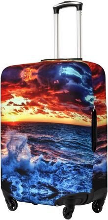 Чохол для валізи Морська бриза та схід сонця з принтом, еластичний захист від подряпин та пилу, чорний, розмір 85 см