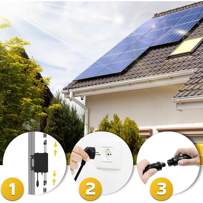 Двофазна балконна електростанція SUNNIVA 920 Вт, повністю чорна, з розеткою, інвертор ASTRO-E 800 Вт, фотоелектрична сонячна система, 2 сонячні модулі зі скла по 460 Вт, вкл. кабель 5 м, Bluetooth WIFI, повний комплект