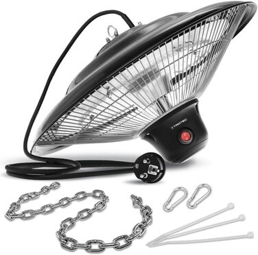 Стельовий радіаційний обігрівач TROTEC Design IR 1500 SC для патіо Інфрачервоний радіаційний обігрівач 3 режими нагріву 500 Вт / 1000 Вт / 1500 Вт Корисна площа 10 м Стельовий монтаж Енергоефективний