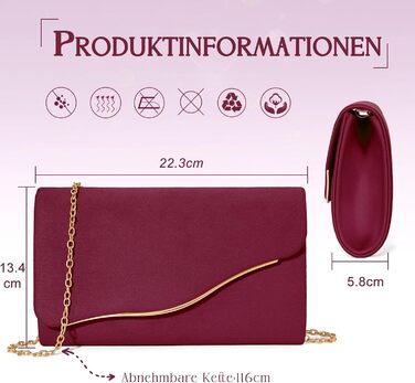 Елегантне бордове клатч-конверт з ланцюжком для вечірок та весіль. Сумка-клатч з еко-замші.