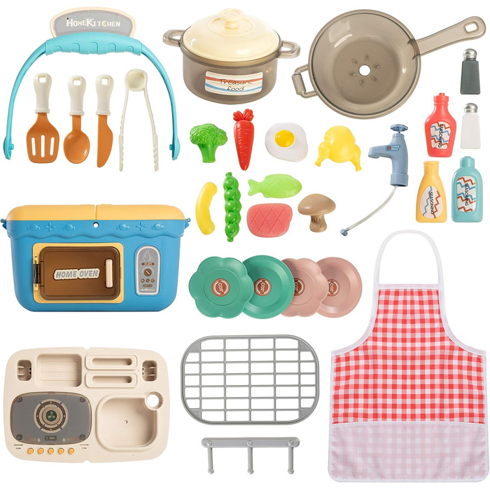 Набір дитячих кухонних іграшок JOYIN для пікніка, портативна іграшка-кошик для пікніка з музикою та світлом, їжа для ігор, що змін