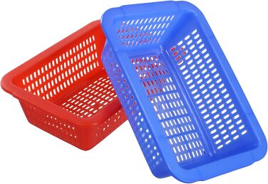 Набір пластикових кошиків для зберігання FUNSUEI з 24 предметів, маленькі кольорові кошики для зберігання, 3 кольори, маленькі пластикові кошики для зберігання та організації, синій, червоний, білий, 23 x 16 x 7 см