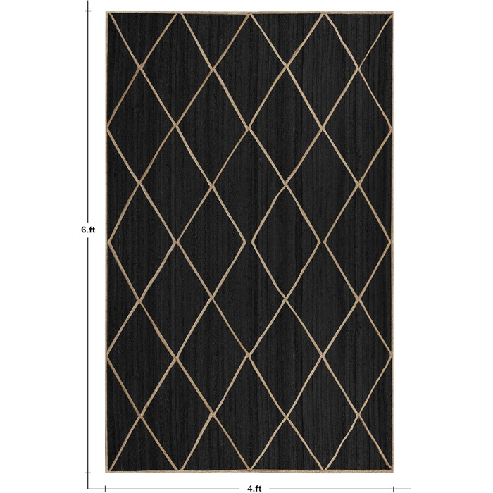 Килимок CASAVANI Kilim, 22,9 x 30,5 см, чорно-бежевий, тканий джутовий килим, для приміщень і вулиць, плоске плетіння, зони з висо