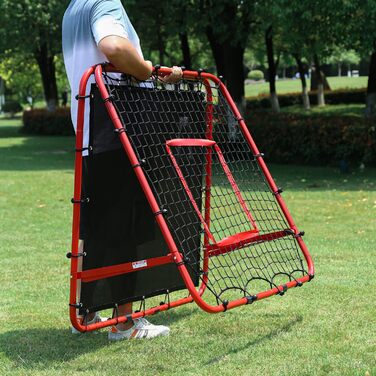 Двостороння сітка для відскоку, тренувальне обладнання для футбольних воріт, 100/120/180 см, регульована мішень для відскоку футбольних воріт для дитячих ігор, навчальне та тренувальне обладнання, регульовані портативні спортивні сітки для саду, червоні, 