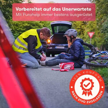 Автомобільна аптечка PURAHELP відповідно до чинного стандарту 2025 DIN 13164 (відповідає StVO) - Аптечка автомобільна 2025