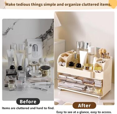 Органайзер для косметики з шухлядами, органайзер для пензлів, пластикова коробка для зберігання косметики, органайзер для засобів догляду за шкірою, багатофункціональний органайзер, коробка для зберігання косметики для туалетного столика.