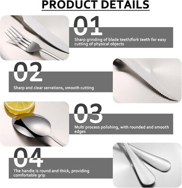 Набір столових приборів для кемпінгу, 20-предметний набір кемпінгового посуду для 4 осіб, нержавіюча сталь, з ложкою, виделкою, ножем, тарілкою та затискачем для кемпінгу, пікніків та походів