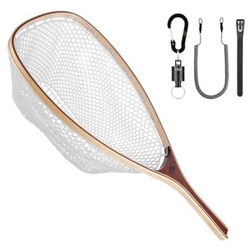 Підсак для нахлистової риболовлі SF з дерев&39яним каркасом, м&39яка гумова сітка, підсак для форелі, компактний підсак &quotспіймав і відпусти&quot