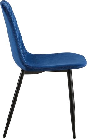 Обідній стілець CLP Giverny, оббитий оксамитом, тканинний стілець з декоративною строчкою та захисними накладками на підлогу, вантажопідйомність до 150 кг, колір синій, матеріал оксамит.