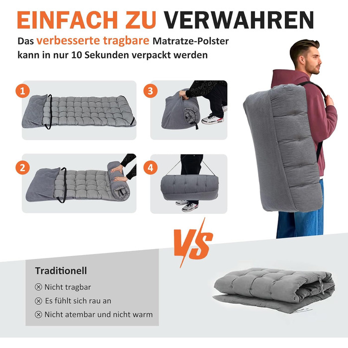 Розкладне кемпінгове ліжко, розкладне гостьове ліжко до 200 кг, з бічною кишенею, портативний кемпінговий шезлонг, для використання на природі, в саду, для подорожей, кемпінгу та в приміщенні (сіре)