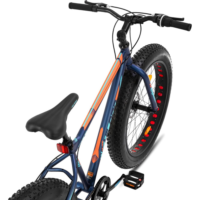 Гірський велосипед Hiland Fat Tire 24/26 дюймів з подвійними дисковими гальмами, 7-швидкісний гірський велосипед для хлопчиків та дівчаток, пляжний та сніговий велосипед, синій/зелений/білий/сріблясто-синій 26 дюймів