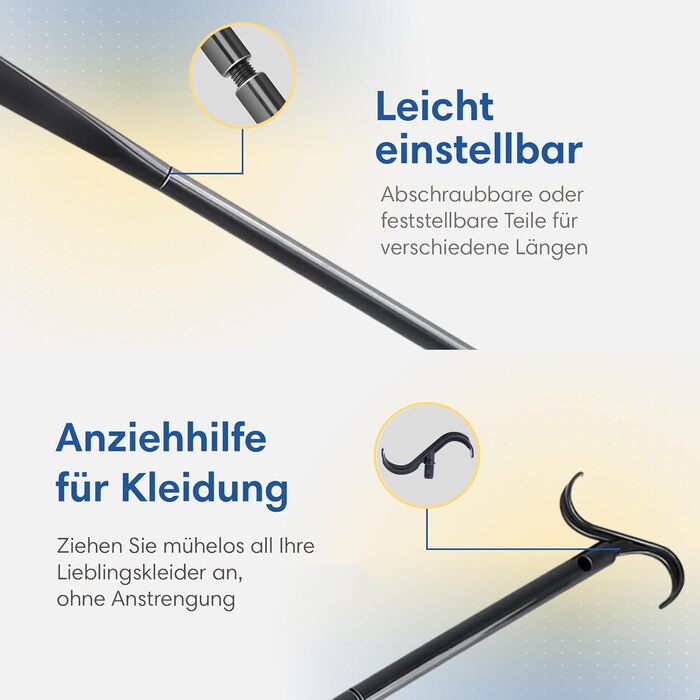 Рожок для взуття Safe Age подовжений - 3 в 1 рожок для взуття, засіб для перев'язки та знімач шкарпеток