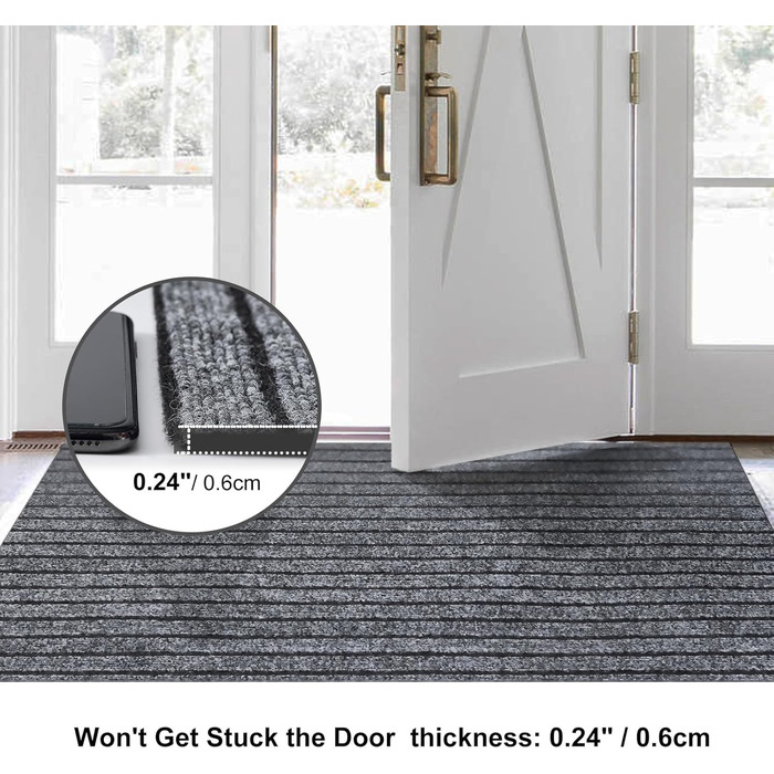 Доріжка з гумовою основою, нековзна, для внутрішнього та зовнішнього використання, для коридорів, нестандартні розміри, для вхідних зон, балконів, патіо, кухонь, гаражів, сходів, пралень