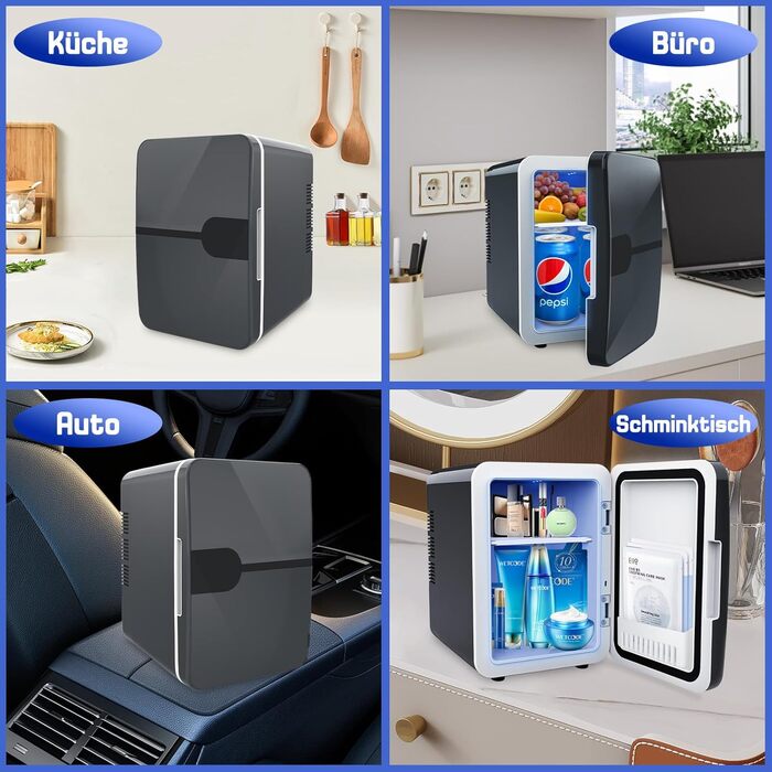 Міні-холодильник 4 літри 2 в 1 з функцією охолодження та обігріву, безшумний портативний холодильник AC12V DC для автомобіля, спал