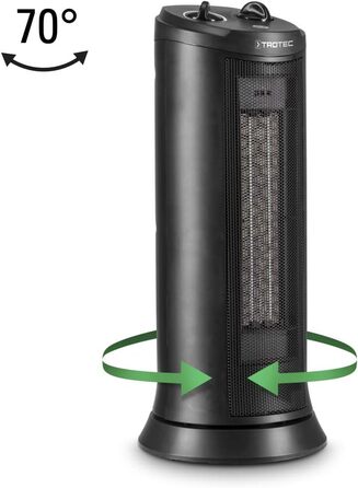 Керамічний вентилятор-обігрівач TROTEC TFC 19 E Теплова потужність 1200 Вт / 2000 Вт Обігрівач з термостатом, розмір приміщення від 24 м до 60 м, функція коливання 70