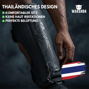 Щитки для гомілок WAKENDA Ідеально підходять для кікбоксингу, муай-тай, ММА Надійна посадка з ідеальною підкладкою для спарингу або роботи з щитками (L)