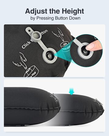 Надувна подушка для поперекової підтримки Luxtude, портативна подушка для поперекової підтримки для авіаперельотів та автомобілів, надувна подушка для подорожей, подушка для спини та шиї, подушка для попереку чорного кольору