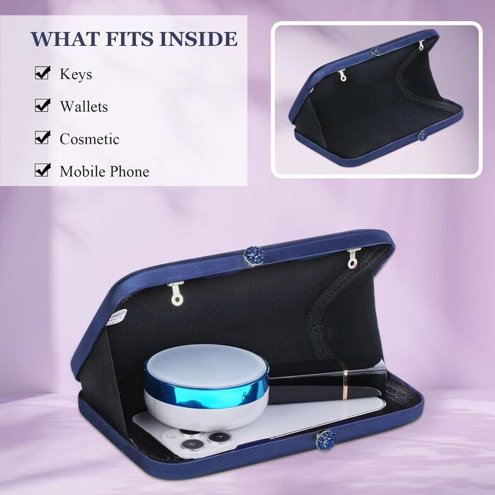 Жіноча вечірня сумка-клатч BAIGIO Елегантна сумочка-ланцюжок з підвіскою-китицею для весілля А-синього кольору