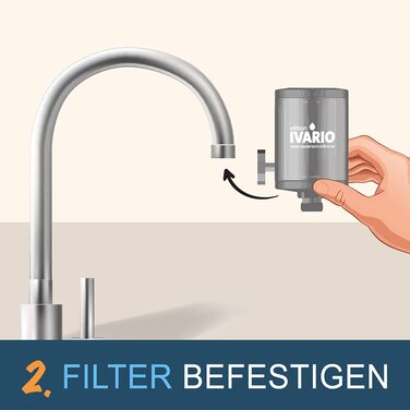 Фільтр для води IVARIO x Alb для водопровідної води, зроблено в Німеччині - невідкладний захід для кращої водопровідної води, перевірена технологія активованого вугілля Alb, фільтр для питної води з нержавіючої сталі