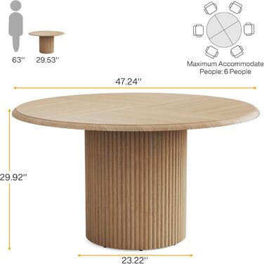 Круглий обідній стіл Tribesigns для 4 осіб, обідній стіл 120 см з металевою основою, круглі сучасні обідні столи, кухонний стіл для їдальні, кухні, вітальні (лише стіл)